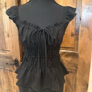 Mine Black Ruffled Blouse